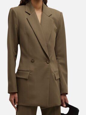 Brandon Maxwell Women's Brown Wool Riley Split Back Blazer Suit Jacket Size 10.